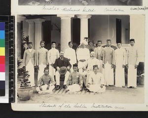 Group portrait of Lechler Institution students, Salem, Tamil Nadu, India, ca. 1910