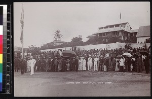 Group portraits at official gathering, Empire Day, Ghana, 1912