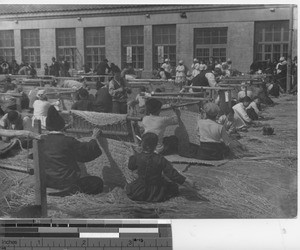 A mat weaving contest at Fushun, China, 1936