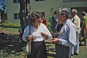 United Mission to Nepal, Kathmandu. Coffee break in the garden of UMN Headquarters - at the Exe