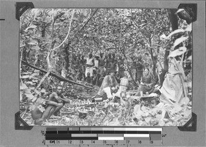 Mr. and Mrs. Meyer having a picnic meal in a forest, Nyasa, Tanzania, 1894