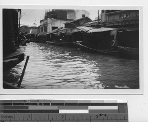 A flooded street at Wuzhou, China, 1930