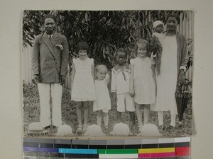 Pierre together with his family and missionary children, Morondava, Madagascar, 1937