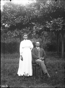 African teacher with his wife, Lemana, Limpopo, South Africa, ca. 1906-1907