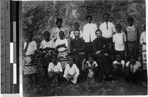 Two priests posing for a group portrait, Solomon Islands, Oceania, February 2, 1916