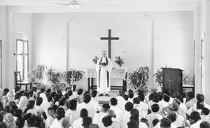 Arcot, South India. The new Chapel at Tirukoilur Hospital is inaugurated by Missionary Carl Bin