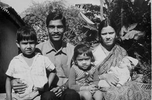 East Jeypore, Orissa, India. Rev. Bancha Nidhi Mohanty with family at Gunupur, 1974