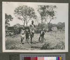 Drying bricks, Malawi, ca.1926