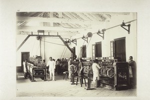 Reeling room in the weaving factory in Calicut