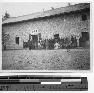 People at a chapel at Pingnan, China, 1933