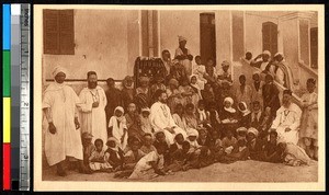 Students and missionaries outside a school building, Ghardaïa, Algeria, ca.1920-1940