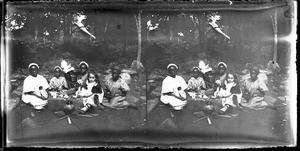 Little girls having a doll's tea-party, Limpopo, South Africa