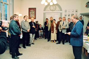 Jørgen Nørgaard Pedersen's farewell reception, September 2002 . Lars Mandrup is making a speech