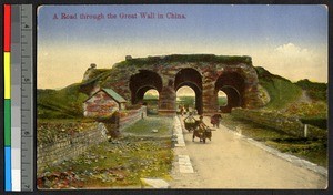 Road under Great Wall, China, ca.1930-1940
