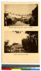 New church and hedge cactus, India, ca.1920-1940