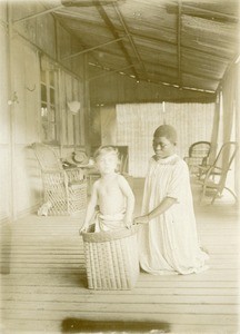 André Allégret and his nanny, in Gabon