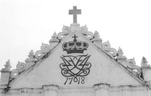 King Frederik 4. monogram on Jerusalem church in Tranquebar