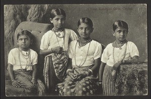 "Four Kandyan Girls, Ceylon."