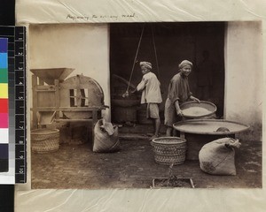 Two boys at work in an outside kitchen, south China, ca. 1888-1906