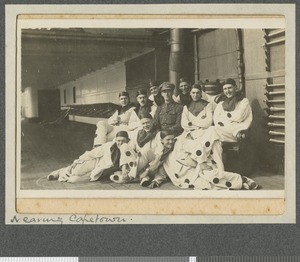 Performers on troopship, Atlantic Ocean. June 1917