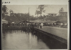 Official landing-stage and customs house in Bonaku. Cameroon