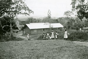 Old buildings of the Bible school, in Mfoul, Gabon