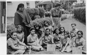 Sr. Ann Francis, MM, with Brownie troop, Kalihi, Honolulu, Hawaii, August 11, 1948