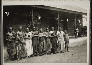 Christian young men in front of the newly dedicated school on a Kumase out-station 1930