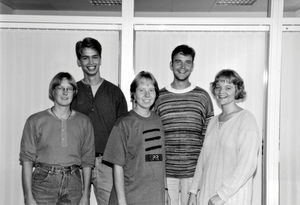 Project Western Youth volunteers of Danish Santal Mission, Nepal 1995-96. Back row, from left: