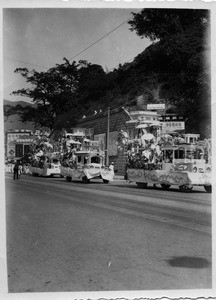 Parade in Hong Kong, China honoring 25th Anniversary of the King, 1935