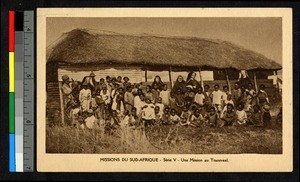 Clergy posing with children outdoors, South Africa, Africa, ca.1920-1940