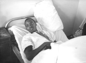 ELCT, Kagera-regionen, Tanganyika (fra 1964 Tanzania). Nyakahanga Hospital, 1962. Denne patient har været på hospitalet i mere end ½ år. Han er flygtning fra Rwanda/Burundi