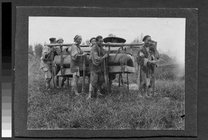 Transporting a coffin, Chongqing, China, ca.1900-1920