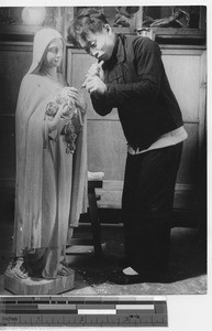 Woodcarver at the Mission at Fushun, China, 1937