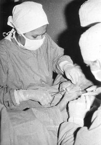 Training in leprosy surgery, Vadathorasalur Hospital, Arcot, South India, 1971