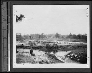 Construction site of the science building at Yenching University, Beijing, China, 1923