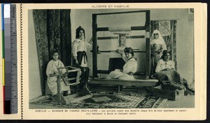 At work in the weaving room, Kabylie, Algeria, ca.1900-1930