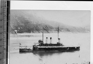 American military ship on Yangtzi River, Yibin, Sichuan, China, ca.1915-1925