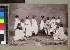 Group of girls dancing, Madagascar, ca. 1913