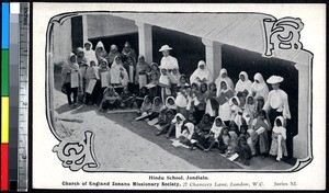 Teachers and students outside a Hindu school, Jandiala, India, ca.1900-1920