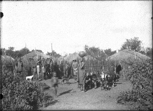 Group of people in a village near Lemana, Limpopo, South Africa, ca. 1906-1907