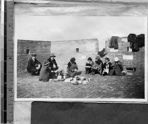 Lunch on the Great Wall, Shanxi, China, ca.1920