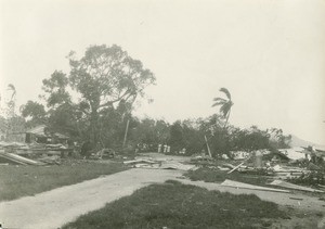 A house where people used to attend religous meeting, destroyed by the cyclone in Bora-Bora, on 1 January, 1926