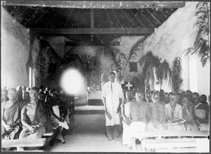 Interior of the church, Mbaga, Tanzania, ca. 1900-1914