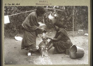 How little children are given their bath