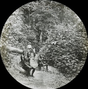 Missionary and group of men, Congo, ca. 1900-1915