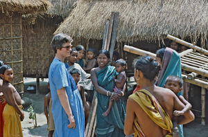 BLC, Bangladesh. DSM Missionary Elsebeth Fischer-Nielsen visiting a village