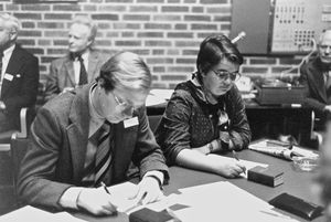 Representatives in 1979: From left ? and to the right Elisabeth Sorensen