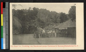 Missionary outside with children, Doruma, Congo, ca.1920-1940