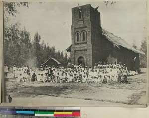 Congregation gathered outside Betroky Church, Betroka, Madagascar